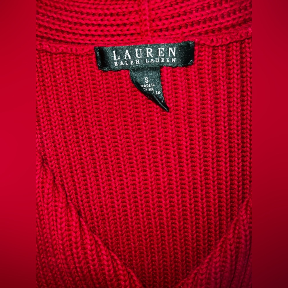 Ralph Lauren Red Ribbed Cardigan Small - Picture 4 of 4